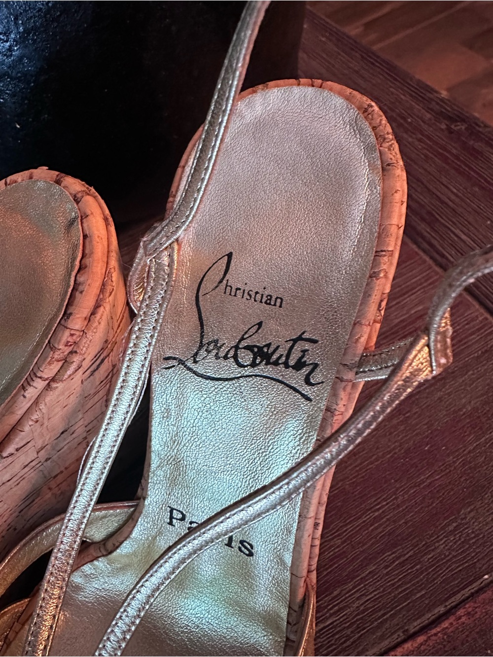 Christian Louboutin Metallic Gold Wedges - Picture 5 of 10